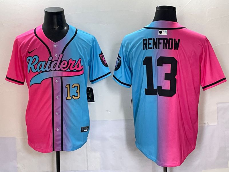 Men 2025 Oakland Raiders 13 Renfrow Blue pink Nike Limited NFL Jersey 004
